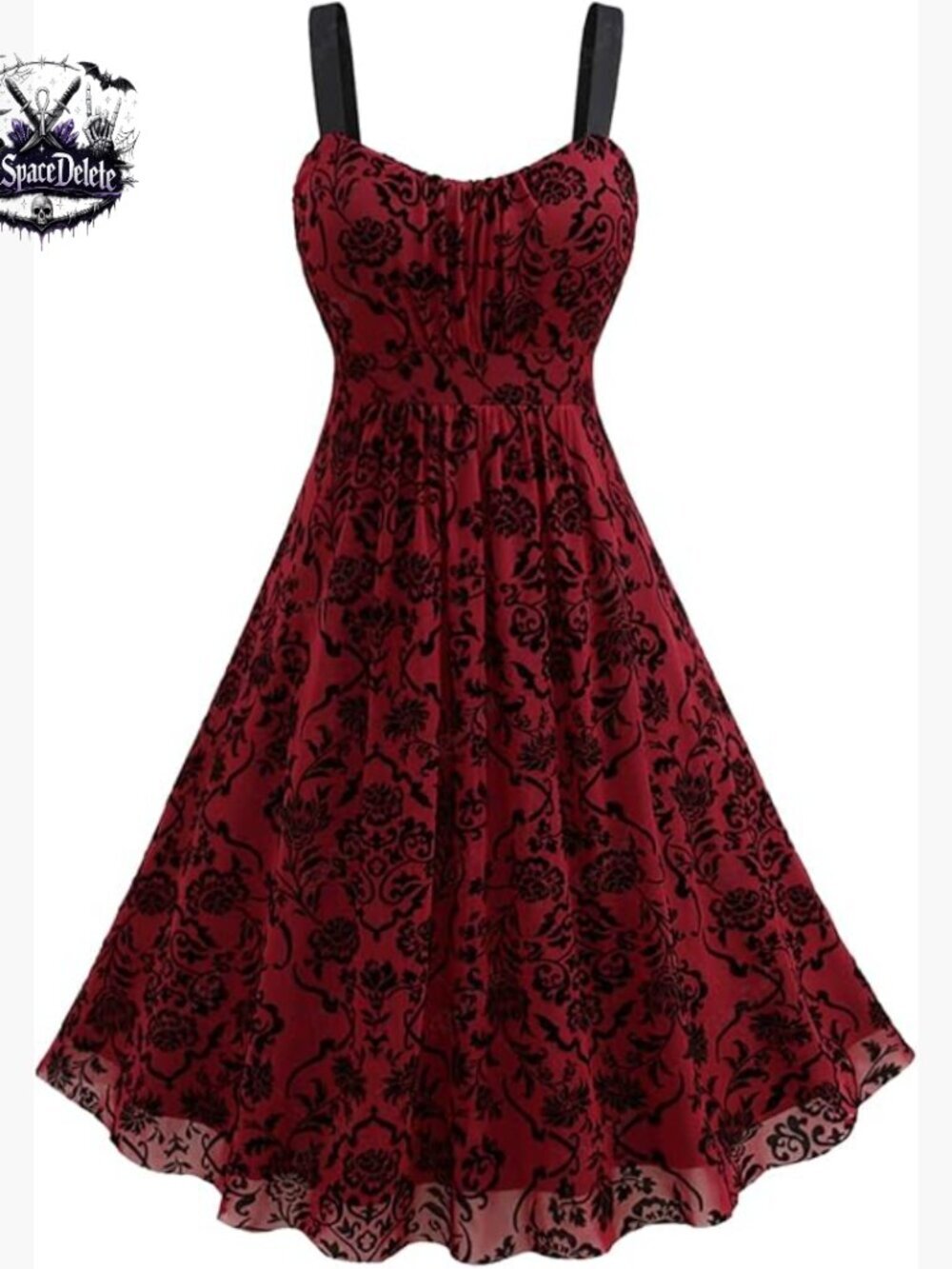 Plus Size Gothic Mesh Backless Dress A-Line Ruched Midi